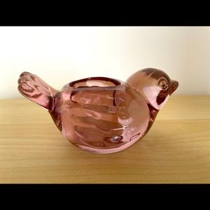 Indiana Glass Bird Tealight Votive Candle Holder Christmas Holiday Berry Easter